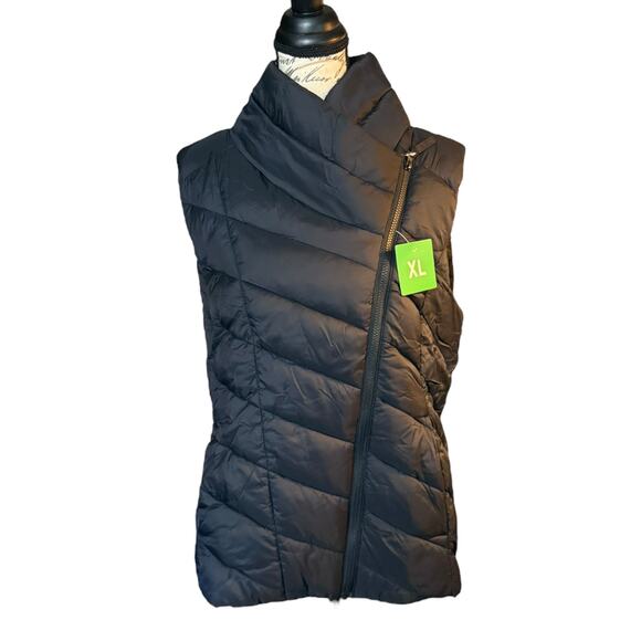 Nicole Miller Black Quilted Puffer Side Zip Vest Jacket Size Small - Picture 1 of 4
